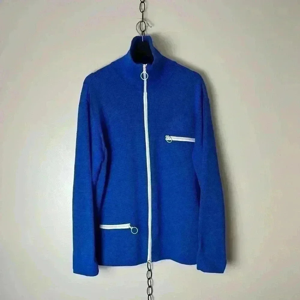Vintage Tee Line Zip-up  Wool Sweater Size XL